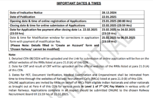 RRB registrations important date