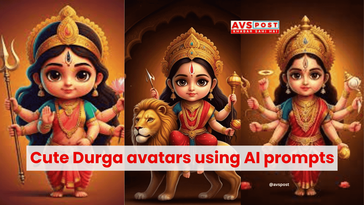 Cute Durga avatars using AI prompts
