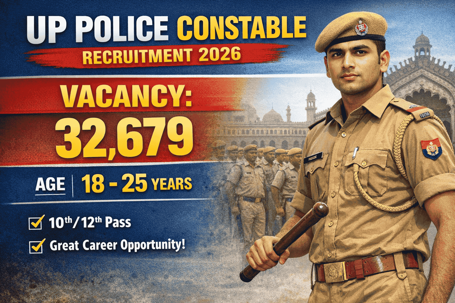 UP Police Constable Recruitment 2026 : 32,679 पदों पर सुनहरा अवसर – पूरी जानकारी यहाँ!