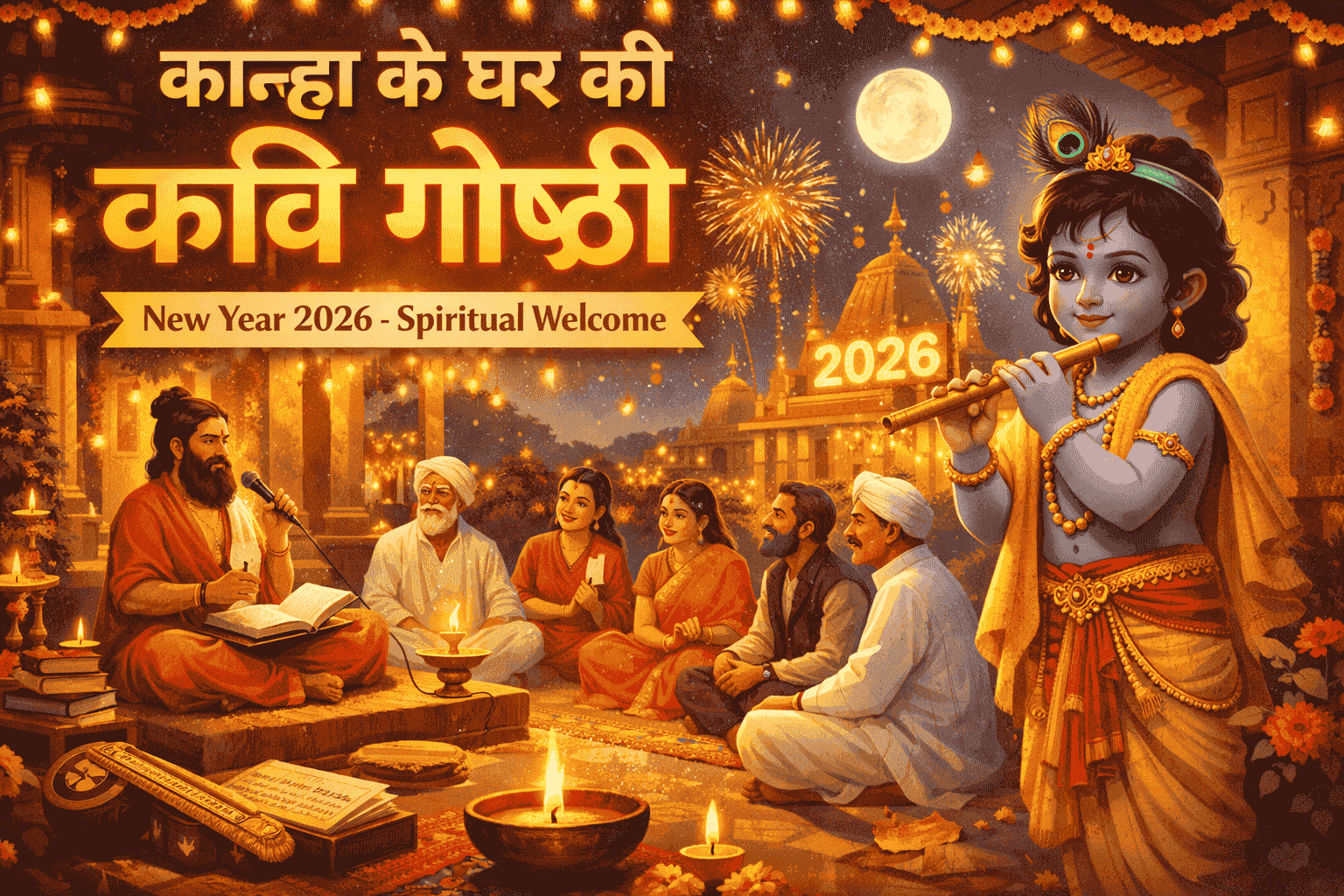 New Year 2026 Spiritual welcome : कान्हा के घर की कवि गोष्ठी की भजन संध्या