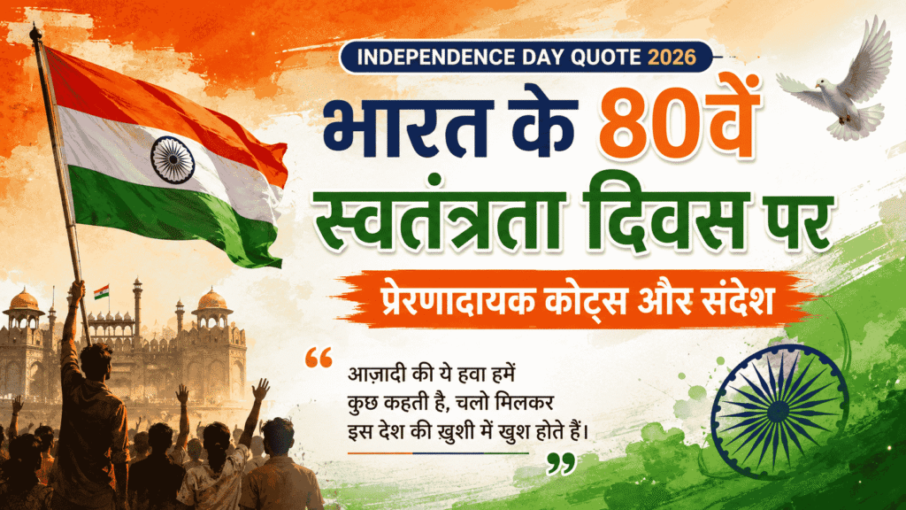 Independence Day Quote 2026 : भारत के 80वें स्वतंत्रता दिवस पर प्रेरणादायक कोट्स और संदेश 