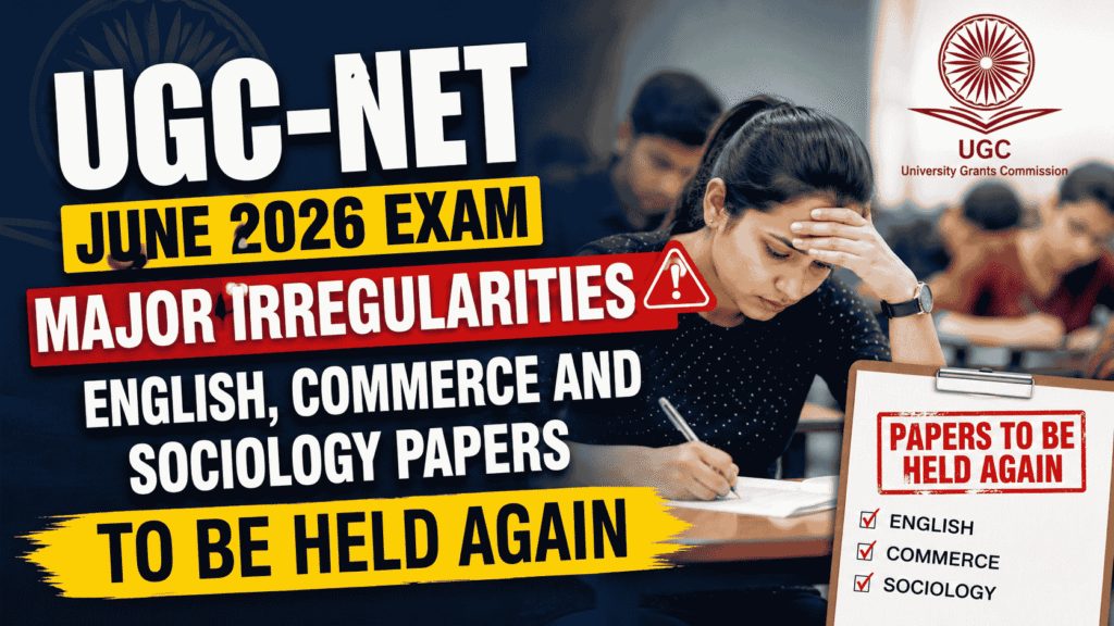 UGC-NET June 2026 Exam : Major Irregularities – English, Commerce and Sociology Papers to Be Held Again