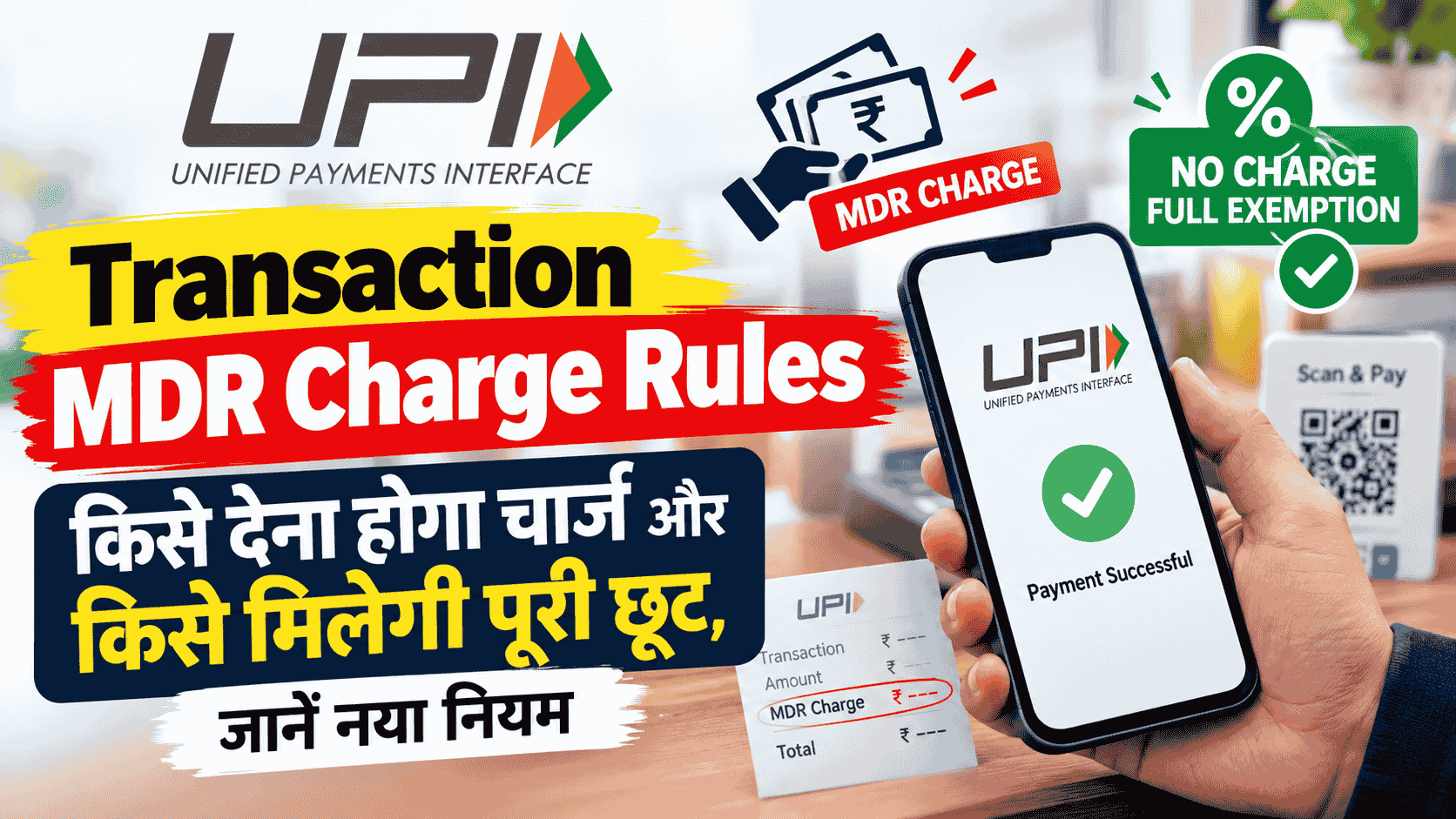 UPI Transaction MDR Charge rules : किसे देना होगा चार्ज और किसे मिलेगी पूरी छूट, जानें नया नियम